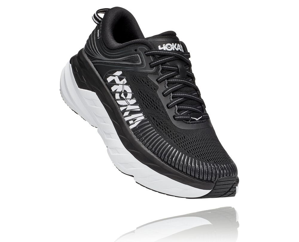 Hoka One One Bondi 7 Löparskor Dam Svarta/Vita - SE-2486075